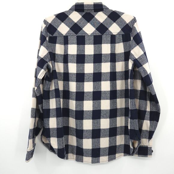 J. Crew wool blend buffalo plaid half zip shacket pullover Size S navy outdoor - Picture 10 of 10